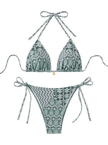 Bikini triangle imprimé floral à col licou pour femme active