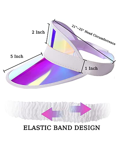 6 Pack Sun Visor Hats Women Men Colorful Adjustable Sunhat Uv Protection Beach Party Hat Golf Cap (Iridescent Blue) #TOP1