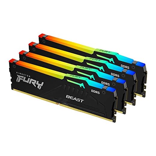 Kingston FURY Beast RGB Black 128GB (4x32GB) 5600MT/s CL40 DDR5 XMP DIMM | Overclocking | Plug N Play | Intel XMP 3.0 | Kit of 4 | KF556C40BBAK4-128