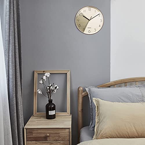 Image of Wall Clock 12 inch Silent Quartz Decorative Wall Clock Non-Ticking Classic Digital Clock Battery Operated Round Easy to Read Handheld Complete Home /Kitchen /Bedroom (414)