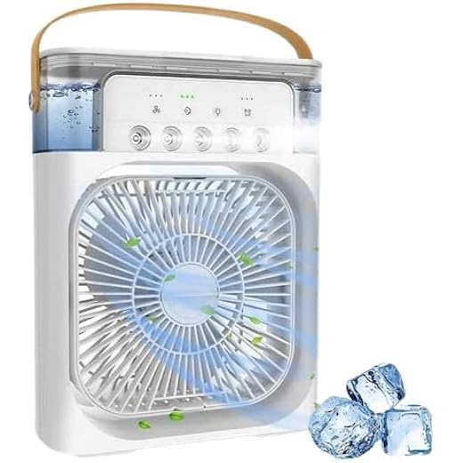 MOHITAM 2 in 1 Desk Air Humidifier, 3 Speed LED Cooling Fan Mini USB Fan with Mist Water Spray Cooler,Cooler Desk Fan for Bedroom Office Kitchen Dorm