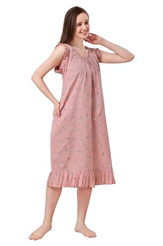 Image of Women's Viscose Blend Comfort Short Nighty with Side Pockets | Soft Printed Short Night Dress for Everyday Wear | Easy to Wear (CS5001)
