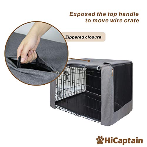 HiCaptain Folding Metal Dog Crate for Cover 42 Inch Wire Pet Cage (Black) - Image 6