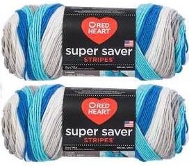 まとめ買い: レッドハート スーパーセーバー ストライプ (2パック) (カルムストライプ 各かせ5オンス)