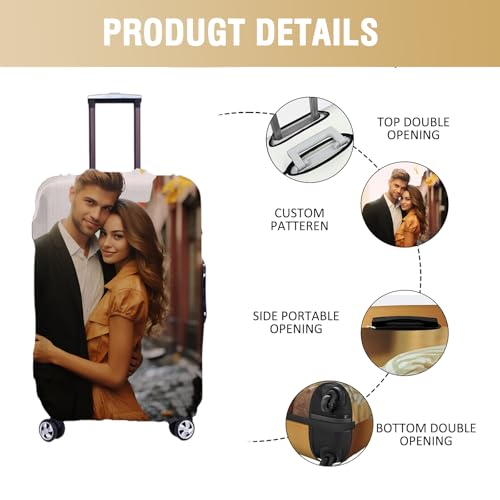 HJX Personalized Luggage Cover - Custom Luggage Covers with Text Photo, Double-Sided Design Customized HD Printing Durable and Scratch-Resistant Perfect Personalized Gift (Style 1)2