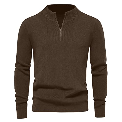 Ymosrh Mens Sweater Men's Casual Comfort Quarter Zip Thick Early Fall Deer Plush Sweater Top Men Holiday Sweater3