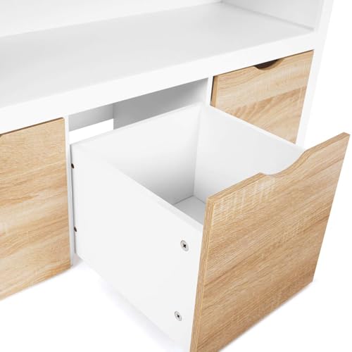 Miniatura 6 de Idmarket - Mueble De Almacenamiento Infantil Mana De Madera Blanca Y Haya 3 Cajones Cubos Con Ruedas