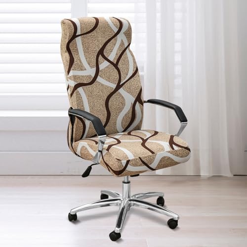 Office Chair Cover with Zipper Printed Computer Chair Cover Stretch Desk Chair Cover Elastic Computer Chair Slipcover All Round Protection Office Seat Cover Office Chair Protector for Office Home
