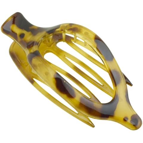 Parcelona French Wide Beak Celluloid Large Side Slide Hair Clips Volume Strong Hold No Slip Grip Girls Hair Claw Clips for Women Durable Styling Paris Hair Accessories, Made In France (Light Shell) Cover