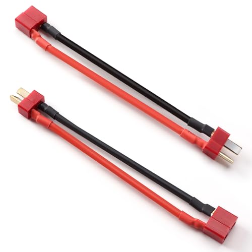 Lyeteung 2 Pièces T-Plug Connecteur, Deans Style Mâle à Femelle Connecteurs avec Fil de Silicium de 100mm 14 AWG, pour Batterie LiPo RC