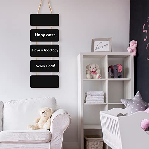 5 Pcs Double Sided Hanging Chalkboard Signs Wooden Erasable Message Board Rustic Chalkboard Hanging Signs Rectangle Message Memo Display With Hanging Rope For Wedding Bar Restaurant Kitchen Wall Decor #TOP4