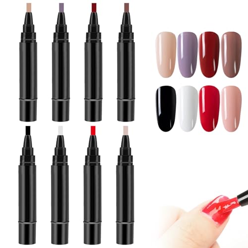 Bolígrafos De Esmalte De Uñas,8 Unidades/juego De 8 Colores 3 En 1,0.2 Fl Oz,Un Solo Paso,Bolígrafo De Gel Para Uñas,Bolígrafo De Gel Para Uñas,Bolígrafo De Gel Para
