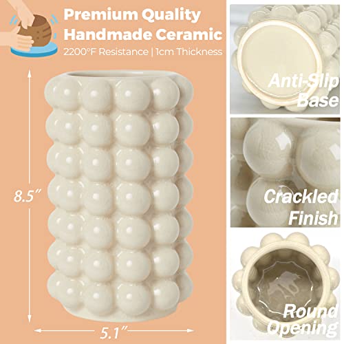 Yanwe1 Bubble Vase, Tall Vase, White Ceramic Vase, Modern Vase, Boho Vase, Decorative Vase, Modern Farmhouse Decor, Vase Decor For Living Room, Bedroom, Wedding, Entryway, Mantel, Fireplace, Office #TOP1