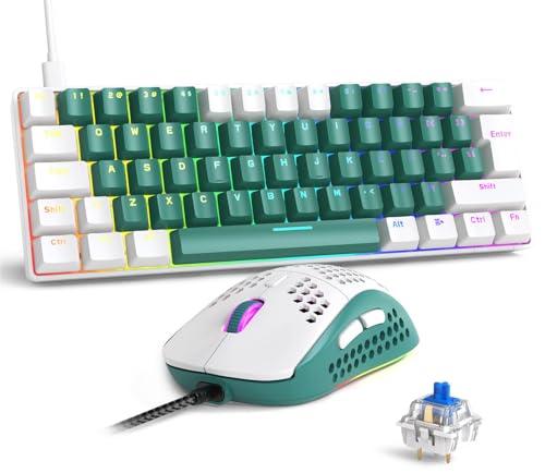 Teclado mecánico compacto RK-T60 de 62 teclas y mouse honeycomb RGB para evitar fallos de señal