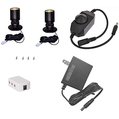 Xking Dimmable LED1.5W 12VDC Mini Spotlight Jewelry Showcase Display Lighting Fixture Black Shell Surface Mount with Online PWM Dimmer (Pack-2,Cold White 6000k) Cover