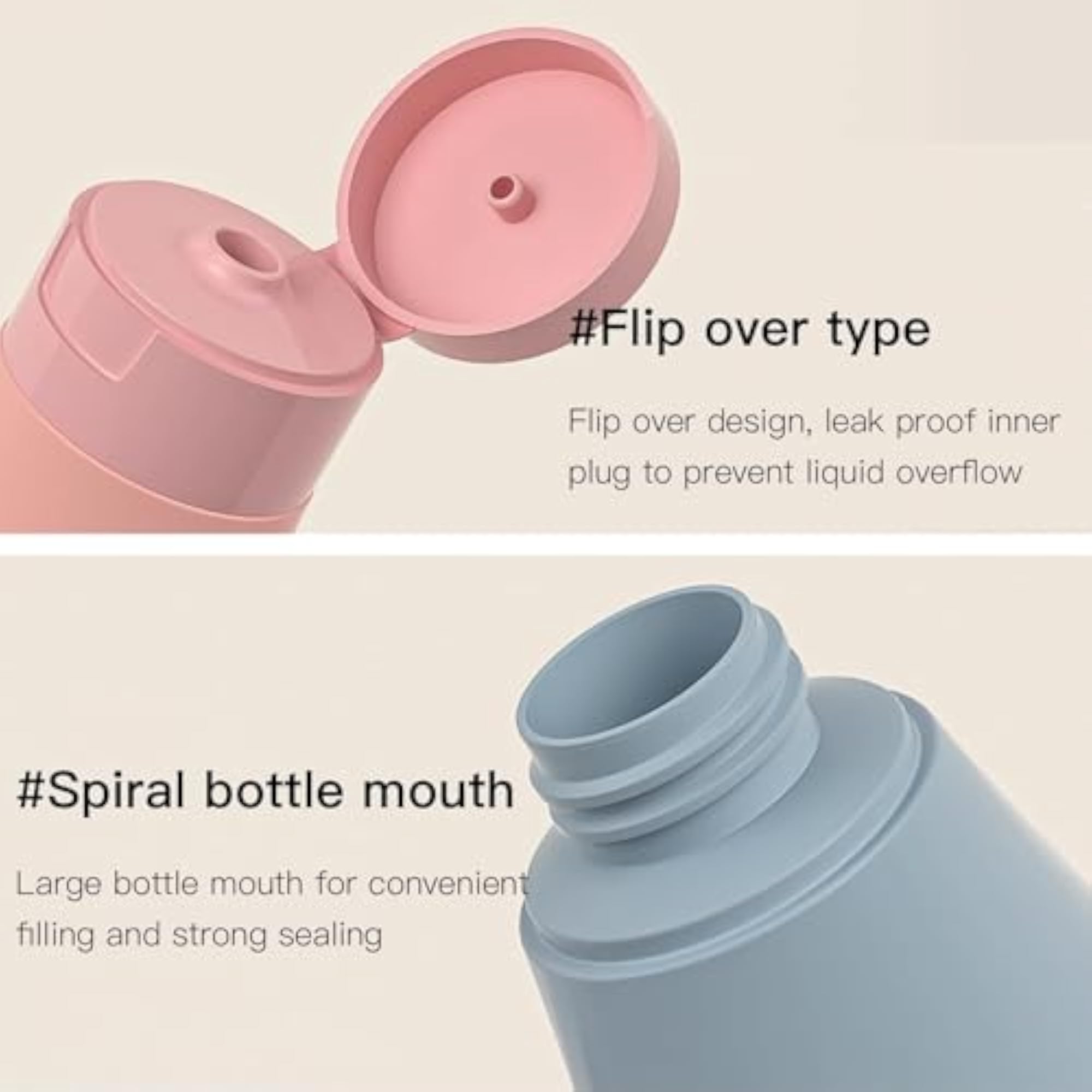 3 Pcs Travel Bottles Set, 60ML Empty Plastic Squeeze Bottles
