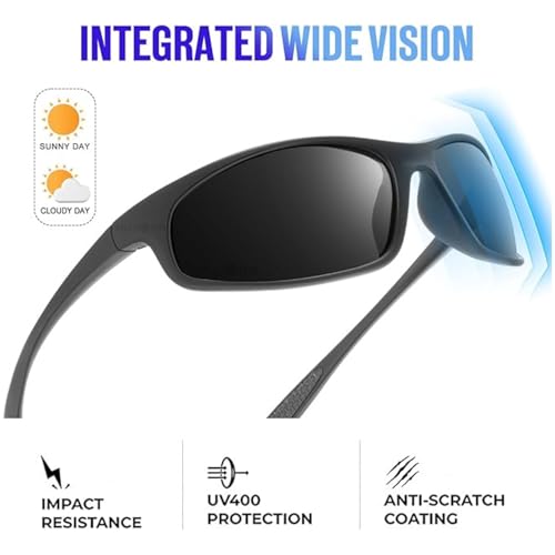 Image of Stylish Polarized Sports Sunglasses for Men Women - Unbreakable HD Clear Vision Cricket Motorcycle Riding Running Cycling Biking Driving Wraparound Branded Oval Goggles