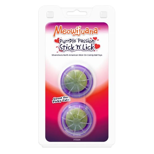 Meowijuana Stick n Lick Compressed Catnip - 2 Pack | Purrple Passion | Interactive Cat Toy | Potent Hand Harvested Catnip Grown in North America