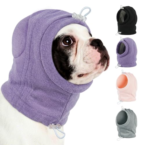 Image of MIGOHI No Shake Ear Wrap for Dogs - Breathable Dog Ear Protection for Hematoma,Stop Shaking & Scratching,Dog Ear Muffs for Grooming, Calming Hoodie for Dogs Separation,Thunderstorms,L,Purple