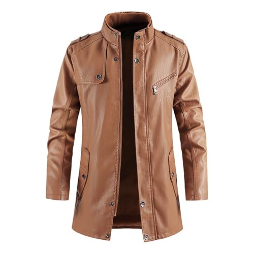 Veste en cuir homme d'hiver jaune vintage de travail en coupe M