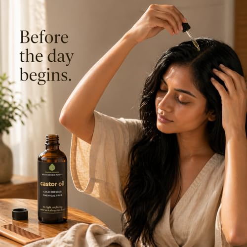 Image of Luxury Cold-Pressed Castor Oil (250 ml Glass Bottle) | 100% Pure, Natural & Hexane-Free | Rich in Vitamin E for Hair Growth, Eyelashes, Eyebrows & Skin Care