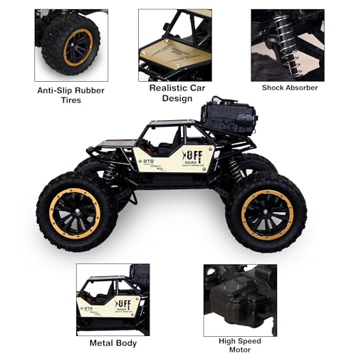 Image of Remote Control Rock Crawler Mist Smoke Spray Function, High Speed 1:18 RC Car Toys for Boys 2WD Off Road Vehicle Toy Cars for Kids Monster Truck Rock Climbing Car Toy (Fog Rock Crawler Gold)