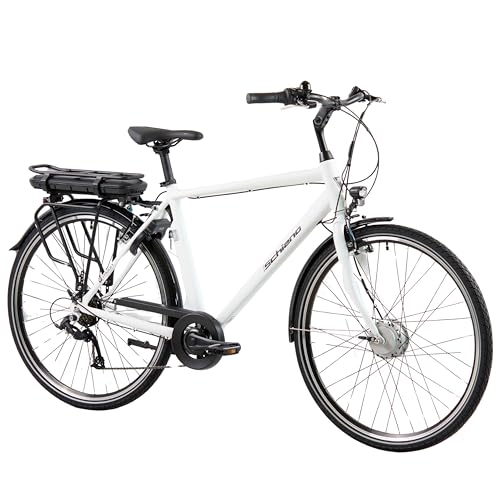 F.lli Schiano E-Moon, Bicicleta Electrica de Ciudad, 28', Batería 36V 14.5Ah Extraíble, Motor 250W 40Nm, Bici Electrica Urbana, Unisex Adulto, Blanco