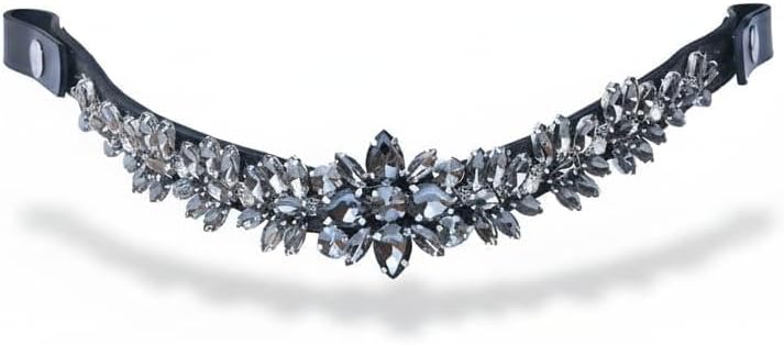 Leather English Bridle Soft Padded Browband Crystals for Horse Bridles with Sparkly Bling Diamond Decorated Bling Dressage Full M05