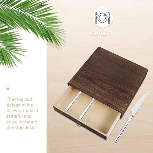 Rangement pratique en bois et décor de bureau rétro à tiroir