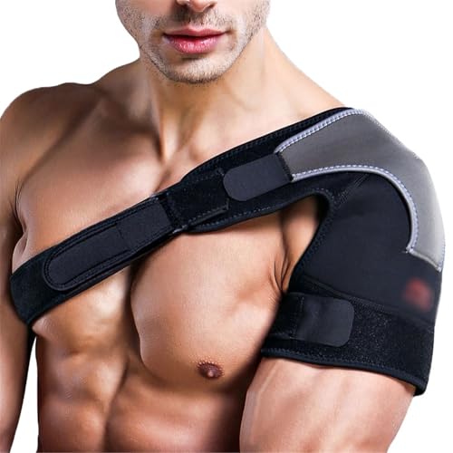 Dislocation Rotator Cuff Shoulder Brace Prevention Daily Rotator Cuff Relief Brace Adjustable Shoulder Compression Fixator(Grey,Left Shoulder)