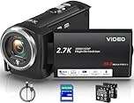 Delmodes Videokamera 2.7K 56MP Camcorder 16X Digitalzoom Vlogging Camera mit LED-Fülllicht für YouTube, 2.8" LCD Bildschirm Camcorder mit 32 GB SD-Karte, 2 Batterien