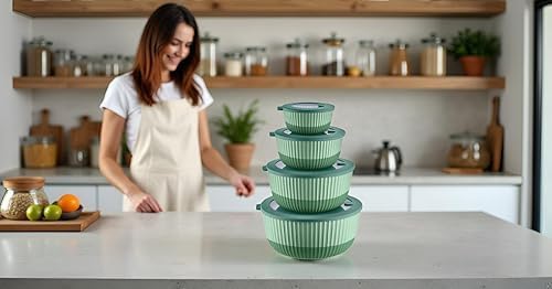 Mixing Bowls with Lids, 8-Piece Airtight Leak-Proof Nesting Plastic Bowl Set for Kitchen & Food Storage, Large 4200ml Capacity, BPA-Free, Microwave & Dishwasher Safe - Image 7