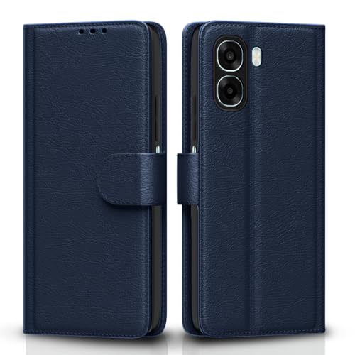 Image of Amazon Basics Flip Cover for Oppo K14x 5G / Oppo A6x 5G / Oppo A6s Leather Finish | Wallet Stand and Shock Proof | Inside TPU with Card Pockets | Complete Protection Flip Case (Blue)