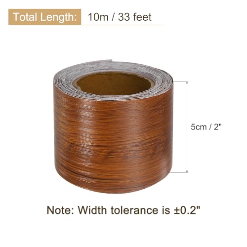 Image of uxcell Wood Grain Tape, 2 inch x33 Ft Self Adhesive Wood Grain Repair Patch for Baseboards, Doors, Floor Repair, Furniture Home Decor Red Cedar