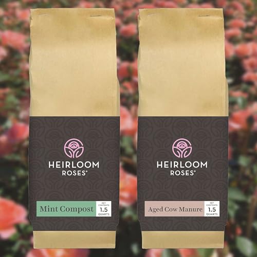 Heirloom Roses Mint Compost & Aged Cow Manure Bundle, 100% Natural Soil Amendments for Rose...