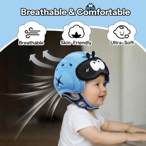 Image of Mambobaby Baby Head Protector Baby Helmet for Crawling Walking- Extra-Thick Deep Forehead Padding, Toddler Helmet 6-24 Months, Infant Safety, Ultra-Light Soft Desig-Blue Beetle
