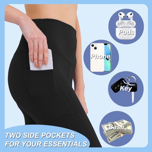 Merlvida Sportowe legginsy damskie z wysokim stanem, nieprzezroczyste, sportowe legginsy damskie, długie, z kieszeniami, wyszczuplające brzuch, sportowe spodnie, legginsy na siłownię, push up