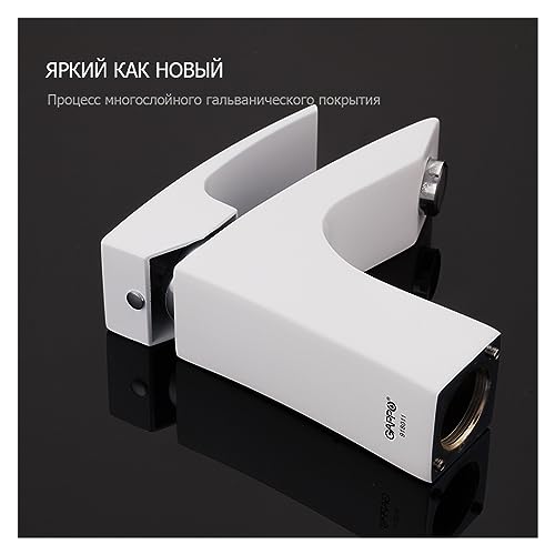 Grifo de lavabo de latón cromado blanco monomando para lavabo de baño con mezcla de agua 5