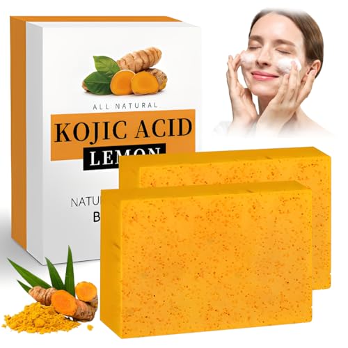 YOFDAL 2 piezas Jabón de cúrcuma | Jabón exfoliante para rostro y cuerpo | sólido exfoliante para mujer y hombre | Peeling natural y tono de piel uniforme