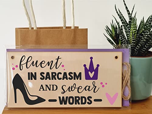 The Plum Penguin Handmade Wooden Hanging Wall Plaque Fuent in Sarcasm and Swear Words Decorative Funny Friendship Gift Sassy Queen - Image 3