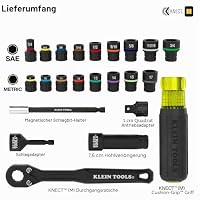 Klein Tools 65400KNECT KNECT Essential Pass Through Impact Steckschlüsselsatz, SAE und Metrisch, 90 Zähne Ratsche, MODbox Case, 3/8 Zoll Antrieb, 28-teilig – Ansicht 2