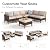 PHI VILLA 10-Piece Outdoor Sectional Patio Conversation Set with 56" Fire Pit Table Table, Outdoor Rattan Furniture Patio Set for 9 Seats with Cushions, Beige