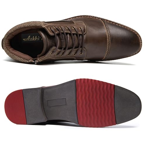 Image of Arkbird Men's Dress Boots Genuine Leather Cap Toe Ankle Boot with Side Zipper for Casual Business Formal Wear