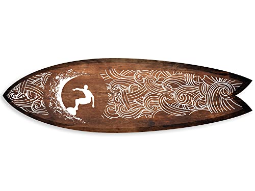 DECLINA Tabla de Surf Impresa Decorativa, Decoración de Pared Cool Wave, 100x30 cm