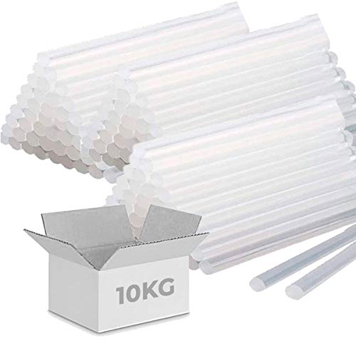10 KG de COLA TERMOFUSIBLE 500 BARRAS de silicona traslúcida para pistola caliente 11 x 200 MM - PROFESIONAL RZ TOOLS - Fabricada en España 100% - (La mejor oferta de Amazon) Cover