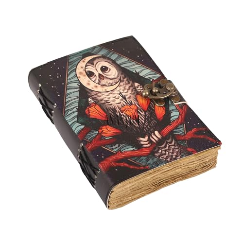 Journal en cuir fait à la main motif hibou pour conserver vos notes sans bavure