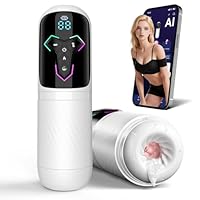 Elektrischer Sex Spielzeug für die Männer Masturbator, KI-Interaktion Masturbieren für Männer 10 Vibrations & 7 Teleskopfunktion & 5 Saugmodi, Taschenmuschi Sexspielzeug Masturbatoren, APP Sex Toys