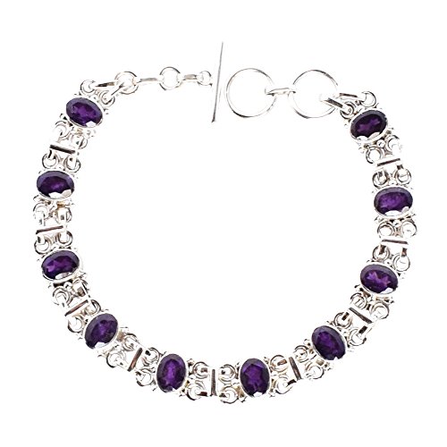 Pulsera de plata 925 con amatista natural FSJ-944 el regalo ideal de aniversario