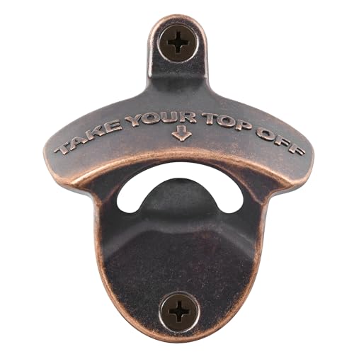 Jumiok Old Fashioned Bottle Opener Wall Mounted Beer Cap Opener Antique Copper Mountable