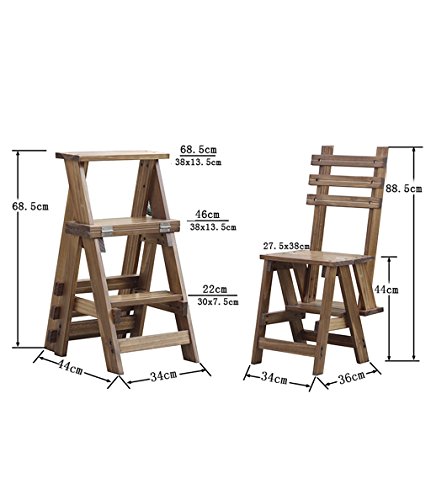 Taburete de paso DASHADAO de madera maciza y escalera plegable multifunción 4